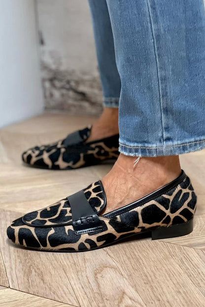 Women's Animal Print Loafers with Slip-On Design and Cushioned Insole - TrendAura