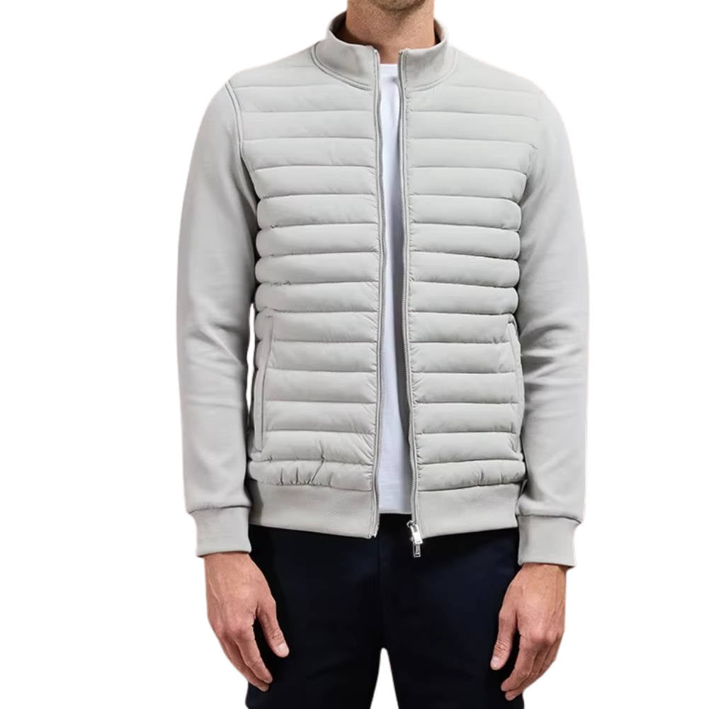 TrendAura Mens High Collar Puffer Jacket Navy Blue Lightweight Quilted Outerwear
