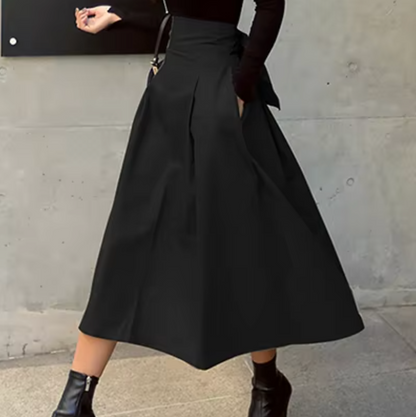 Margarete Elegant Maxi Skirt With Bow Details For Women Flattering High Waist Lightweight Woven