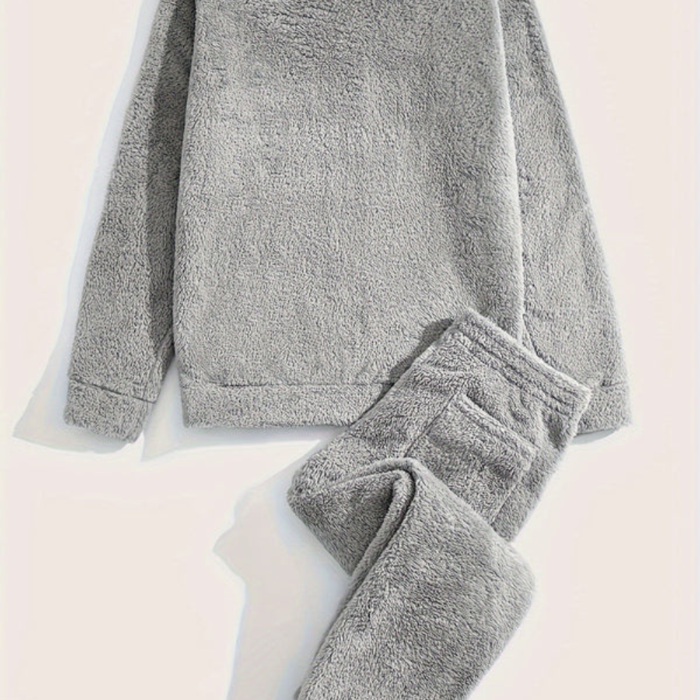 Mens Plush Sweatshirt And Sweatpants Set UltraSoft Fleece Warmth For Men Cozy All Day Comfort