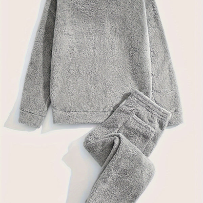 Mens Plush Sweatshirt And Sweatpants Set UltraSoft Fleece Warmth For Men Cozy All Day Comfort