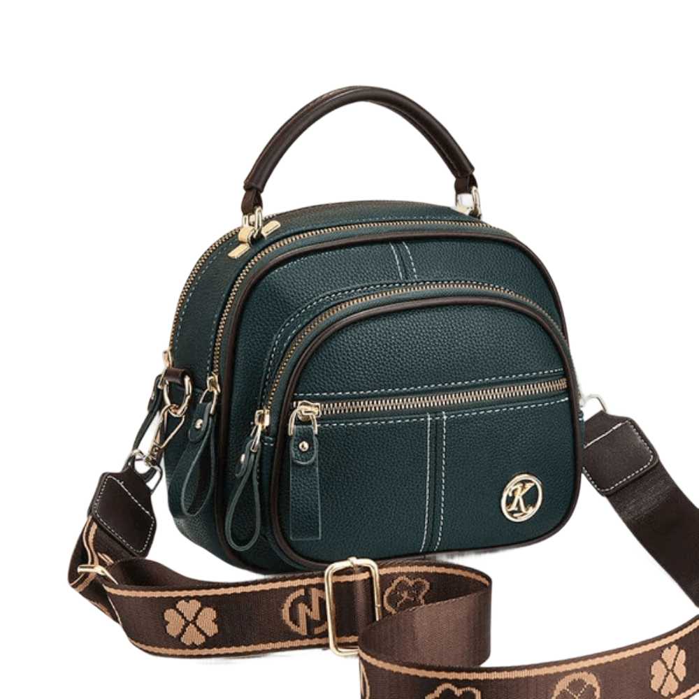 TrendAura Jan Mini Handbag - Compact Faux Leather Bag With Dual Zipper Compartments And Detachable Strap