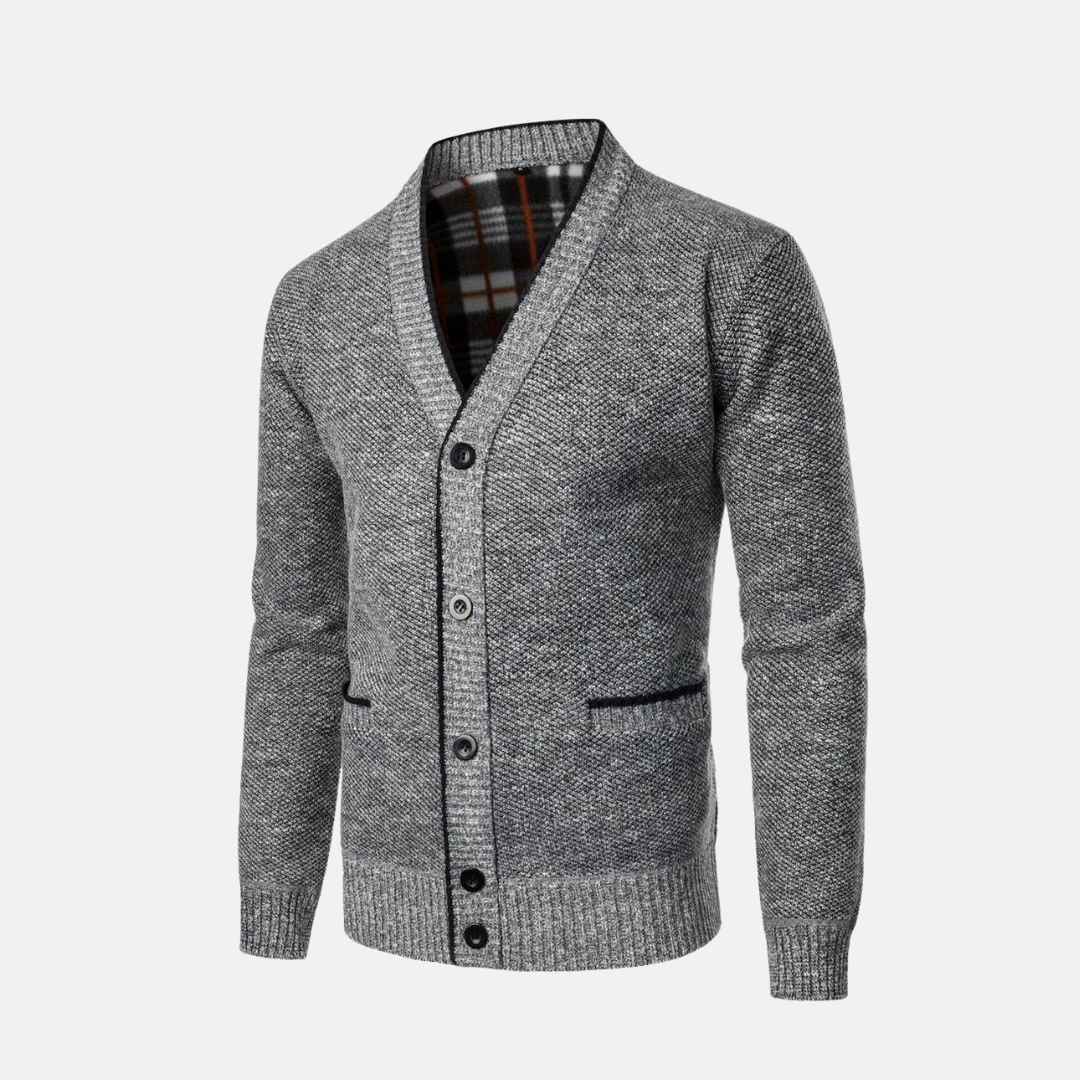 Men's Knitted Cardigan Wool Blend Slim Fit V Neck Button Front Pockets Casual Sweater For Men TrendAura