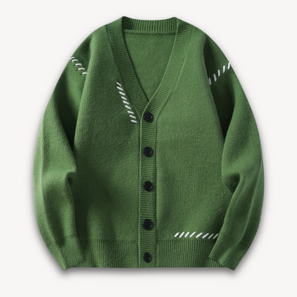 Men's Oversized Cardigan With Soft Knit Fabric Button Closure For Casual Layering Cream