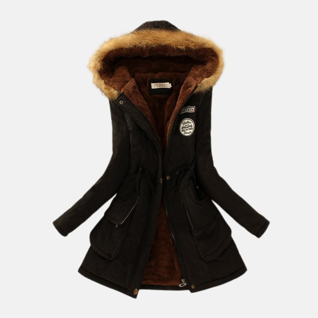 TrendAura Nordisk-Flair Women's Parka Coat With Sherpa Lining And Faux Fur Hood Drawstring Waist Pockets For Winter
