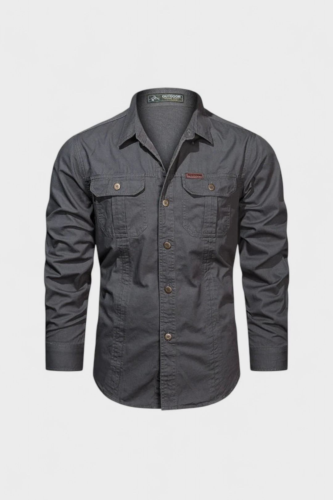 Men's Utility Button-Up Shirt Long Sleeve With Chest Pockets And Reinforced Stitching Classic Fit