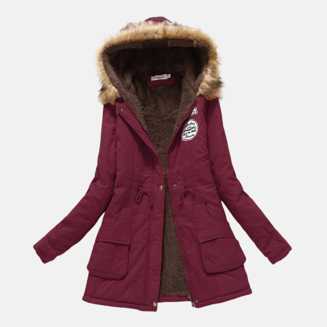Women’s Parka Jacket – Tailored Fit – Fleece Lined – Faux Fur Hood – Zip Closure