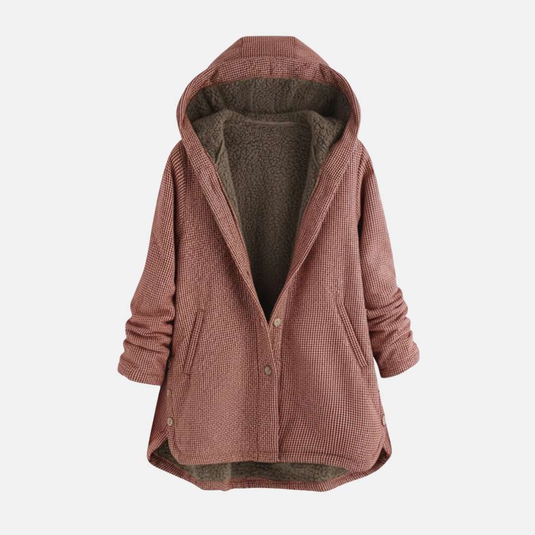 Women’s Jacket – Oversized Fit – Fleece Lined – Hooded Button Front – Tunic Length
