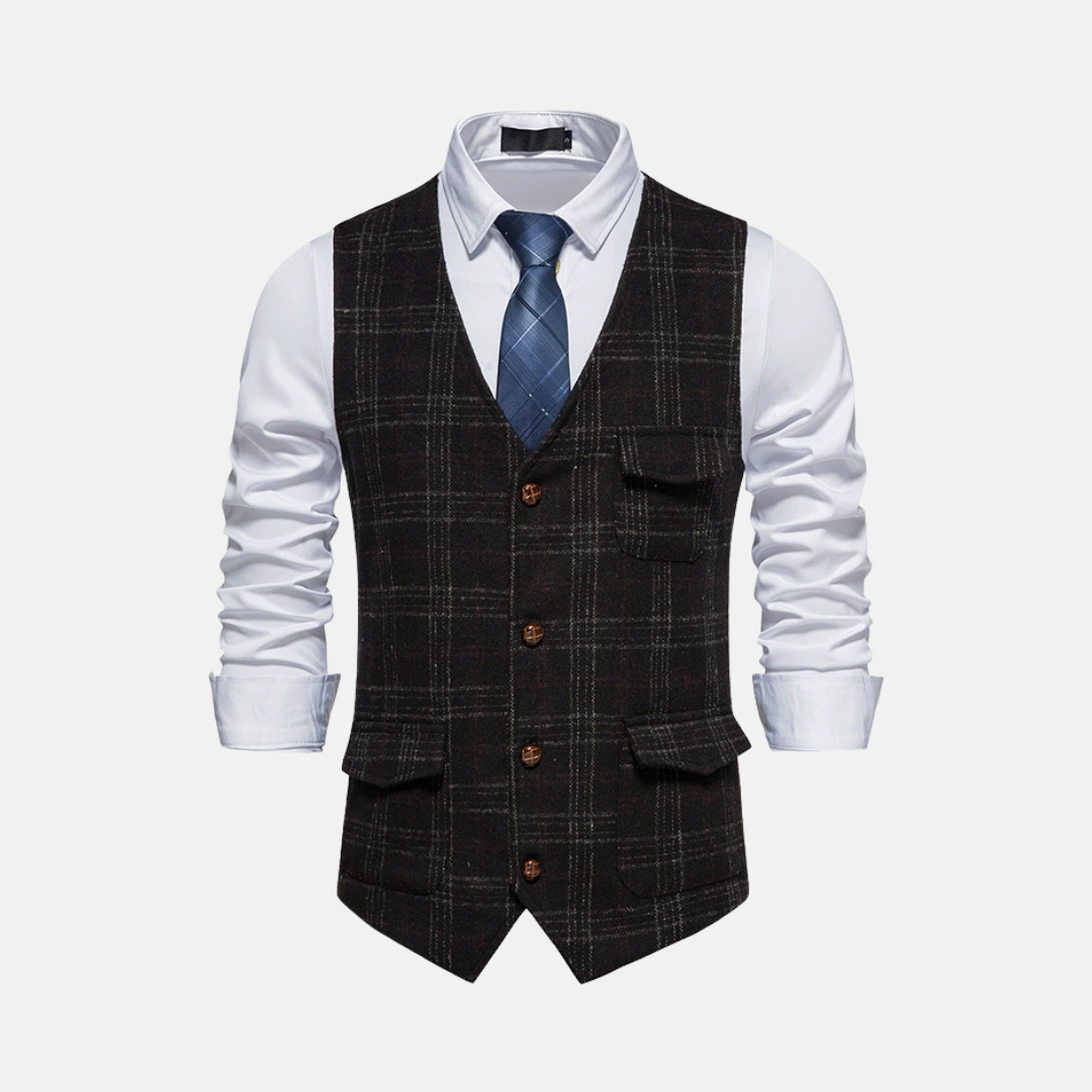 Mens Wool Tailored Slim Fit Waist Length Vest With V Neck For Smart Casual Business Attire
