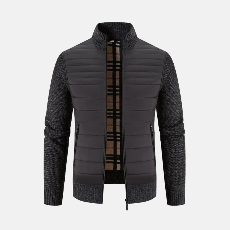 TrendAura Men's Hybrid Padded Jacket With Ribbed Knit Sleeves For Cold Weather Slim Fit Hip Length