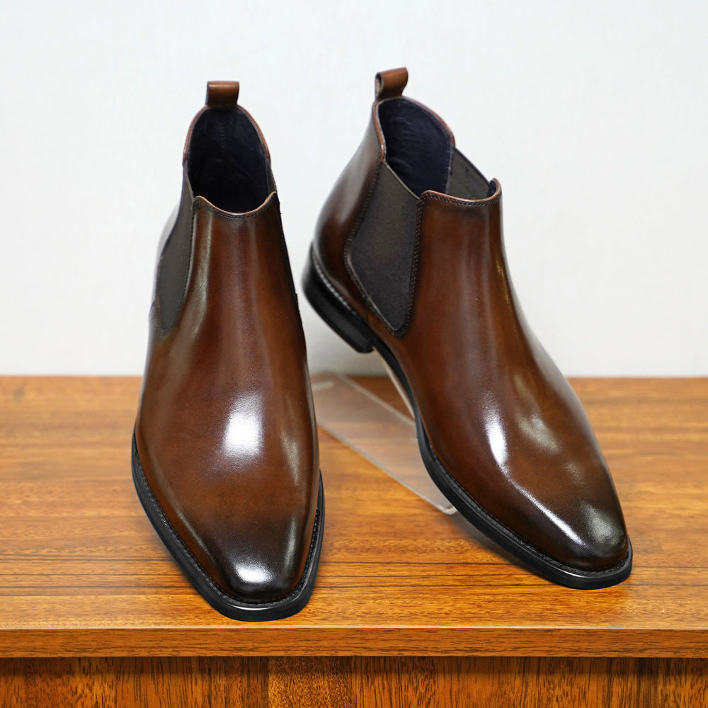 Mens Chelsea Boots Premium Sleek Almond Toe With Elastic Side Panels For Easy On And Off