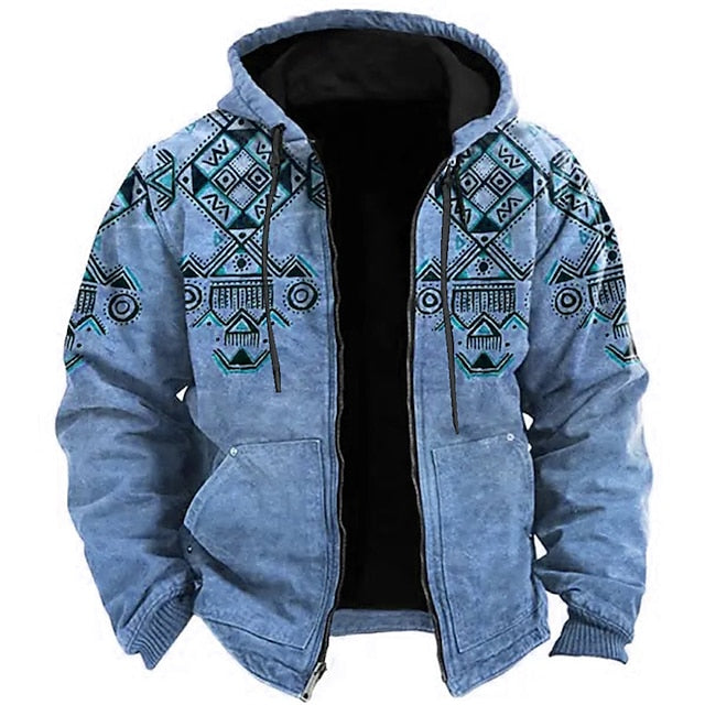 Mens Tribal Graphic Hoodie For Streetwear Fans With Cozy Inner Lining Bold Casual Sweatshirt