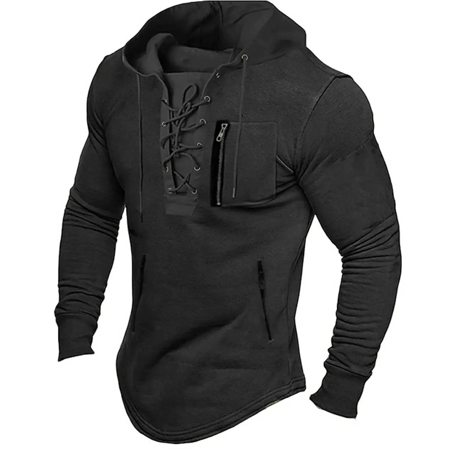 Men's Vintage Lace Up Hoodie For Outdoor Adventure And Casual Everyday Comfort And Style