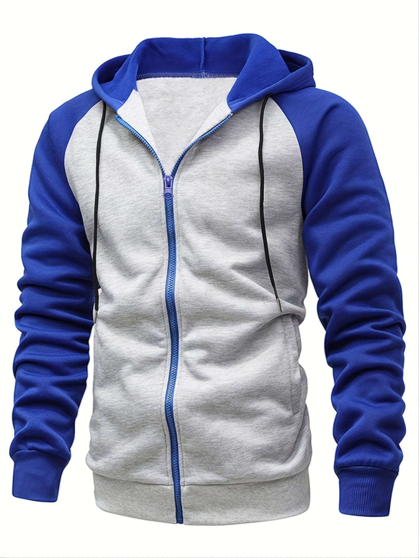 Men's Two-Tone Zipper Hoodie With Long Sleeves - Bold, Versatile Zip Up Sweatshirt