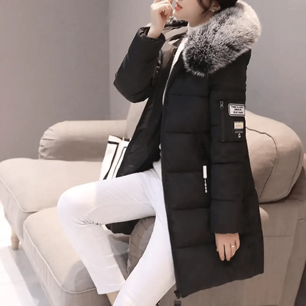 Womens Puffer Jacket Quilted | Faux Fur Hood