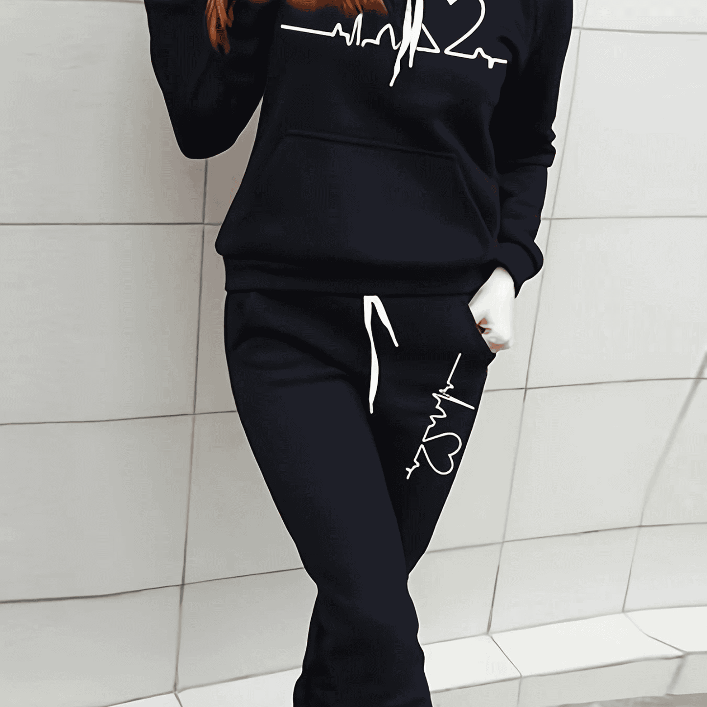 Isabella | Women’s Cozy Matching Heart Print Sweat Set