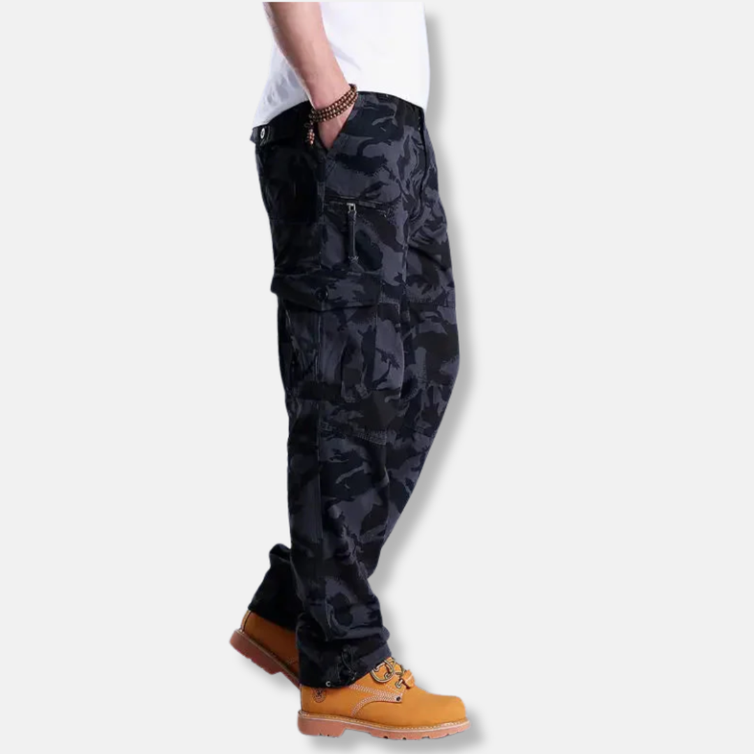 Men's Cargo Pants Relaxed Fit Cotton Blend Straight Leg Multi-Pocket Design Camouflage