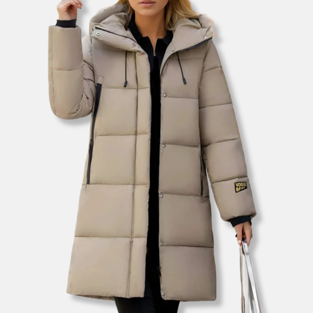 Women’s Long Puffer Coat – Quilted Insulated Shell – Oversized Fit – Hooded Windproof