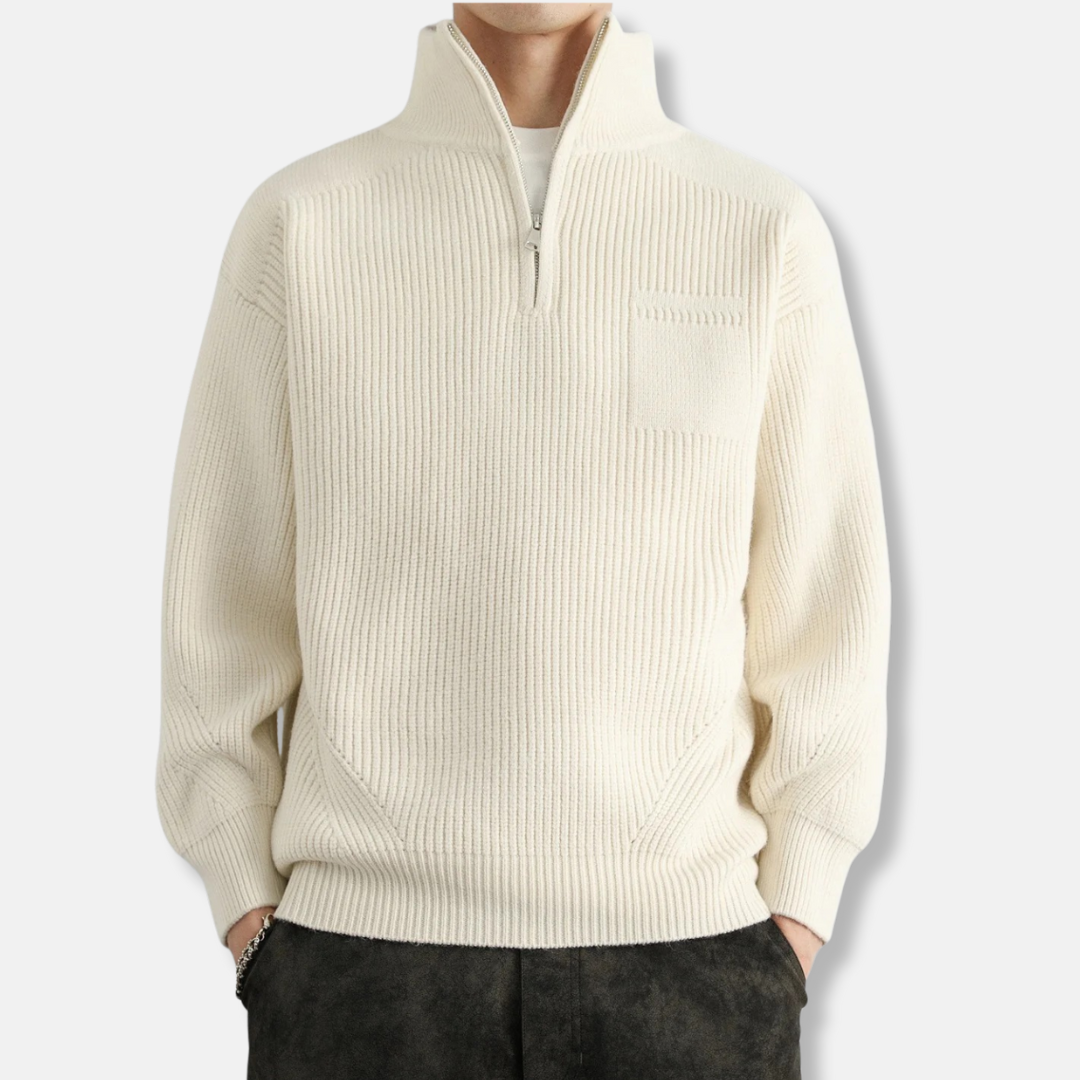 Men's Cotton Blend Quarter Zip Sweatshirt With Relaxed Fit And Stand Up Collar For Everyday Comfort