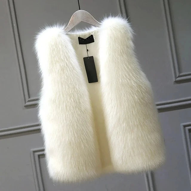 TrendAura Luxurious Faux Fox Fur Vest For Women Timeless Elegance And All Day Versatile Warmth