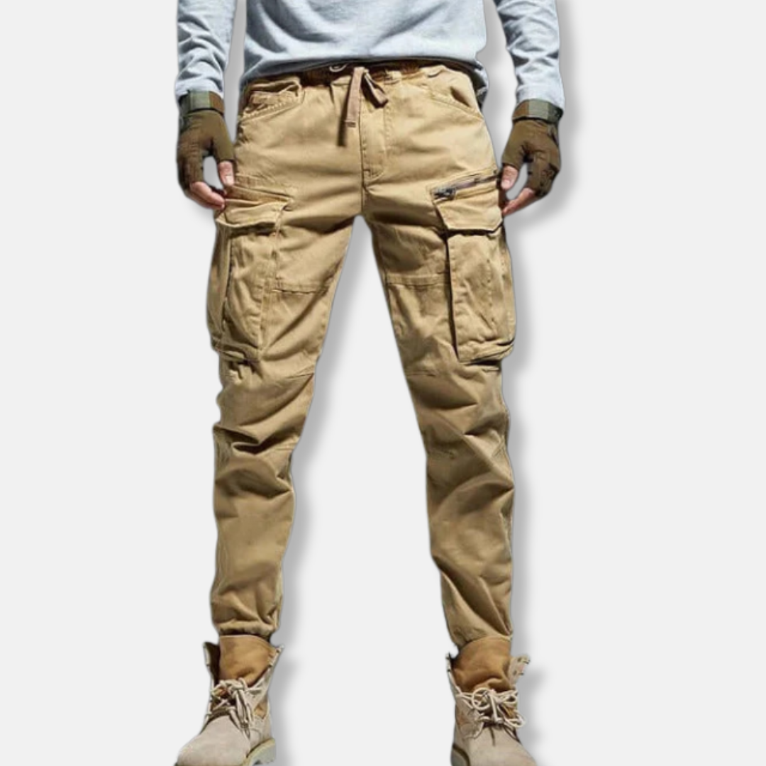 TrendAura Mens Cargo Jogger Pants Relaxed Fit Cotton Blend Utility Pockets Elastic Cuffs For Everyday Wear