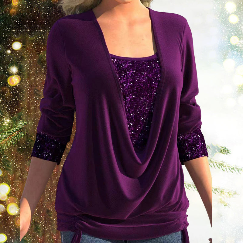 Eloura-Moda | Women's long-sleeved blouse with sequins Elegant and comfortable cut