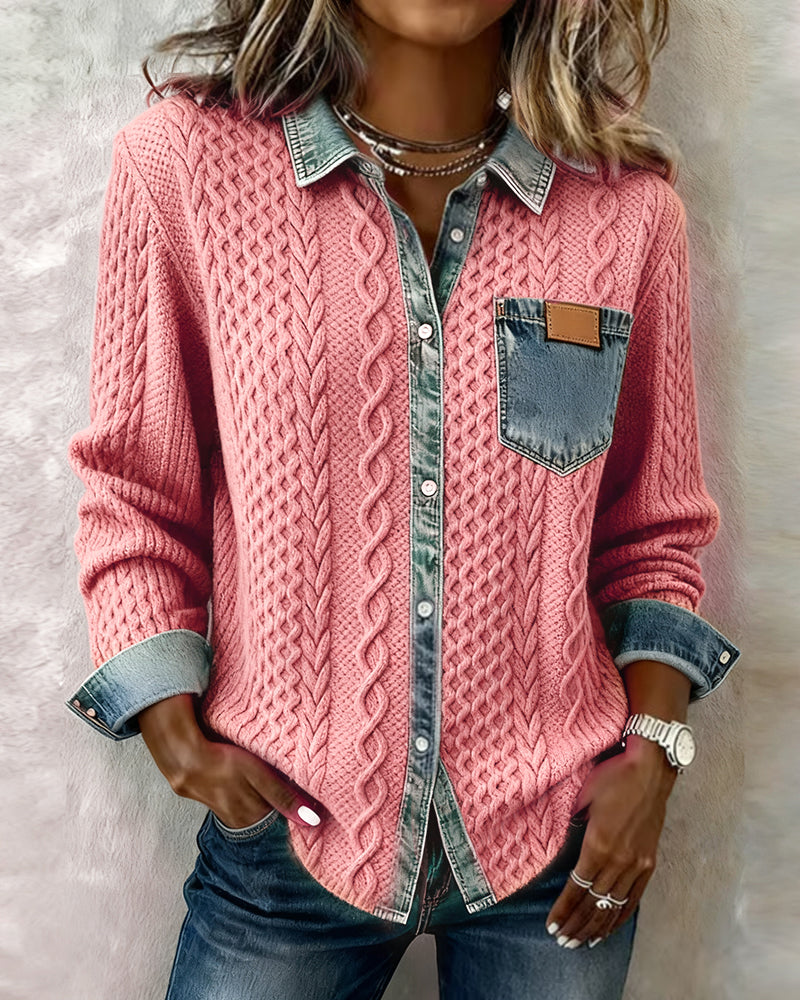 Women's Long-Sleeve Shirt with Button Closure and Classic Design