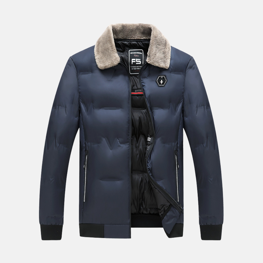 Mens Bomber Coat Regular Fit Cotton Padded With Faux Fur Collar Zip Closure Winter Jacket