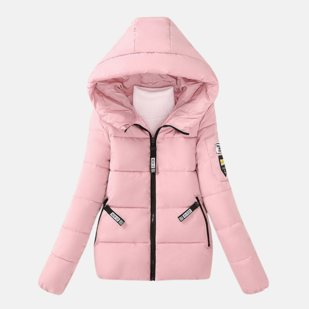 Women’s Quilted Padded Coat – Relaxed Fit – Hooded – Zipper Closure – Insulated Warmth