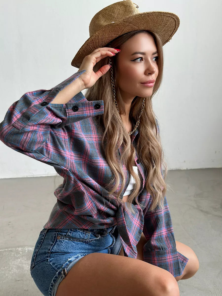 Maja Classic Flannel Shirt For Women Cozy Checkered Comfort Versatile For Office Home