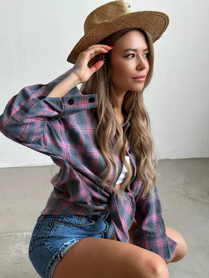 Maja Classic Flannel Shirt For Women Cozy Checkered Comfort Versatile For Office Home