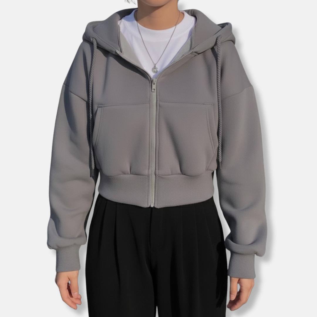 Women’s Zip-Up Hoodie – Oversized Fit – Fleece Lined – Hooded – Kangaroo Pocket