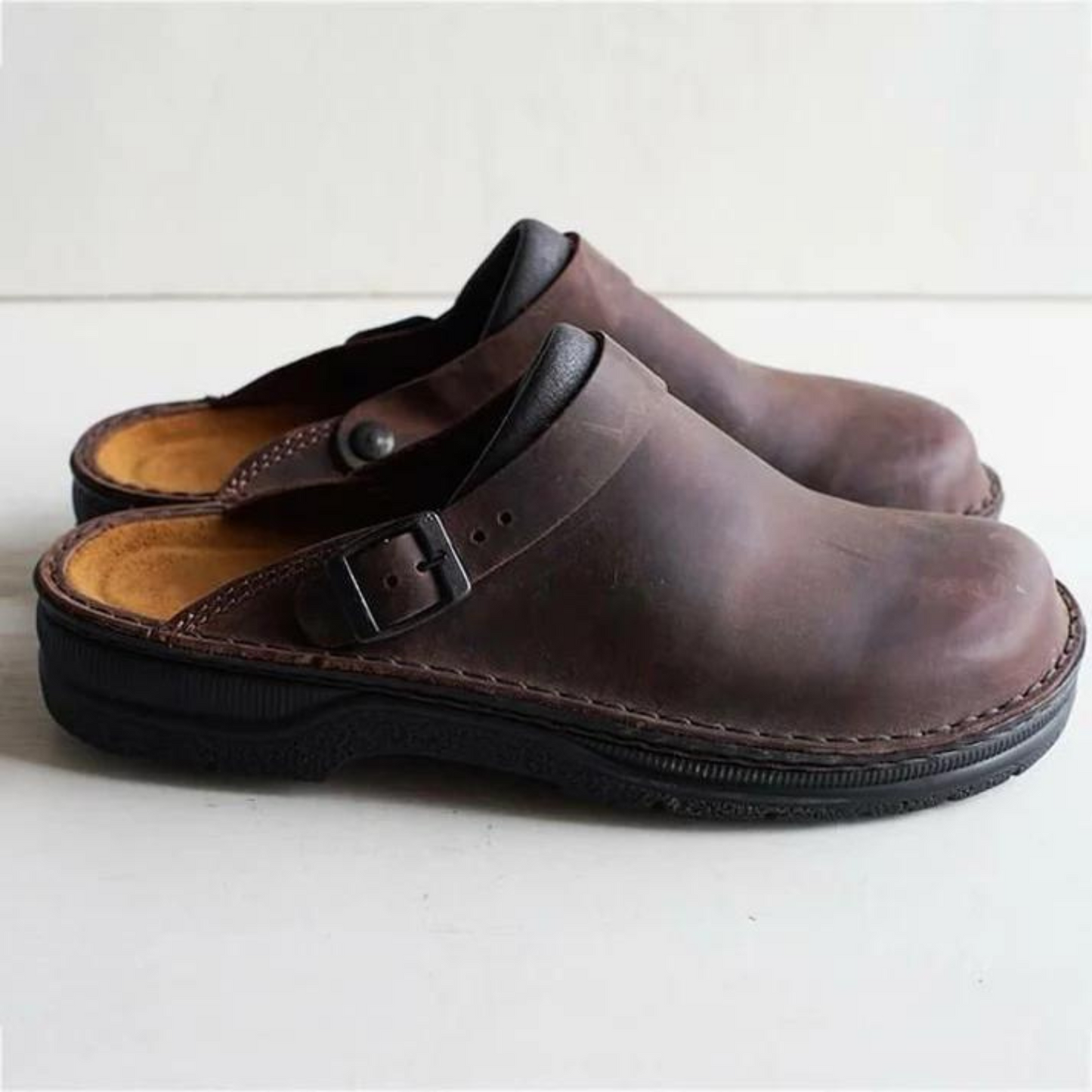 Stapper - Leather clogs for men, Adjustable strap, Inserts, Comfortable