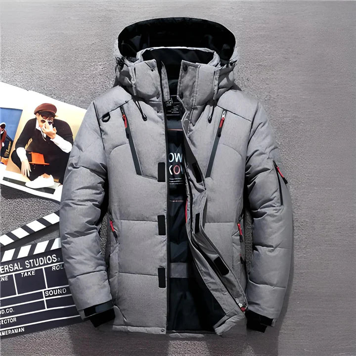 Weston Winter Puffer Jacket For Men With Detachable Hood Warm Windproof Insulated Coat