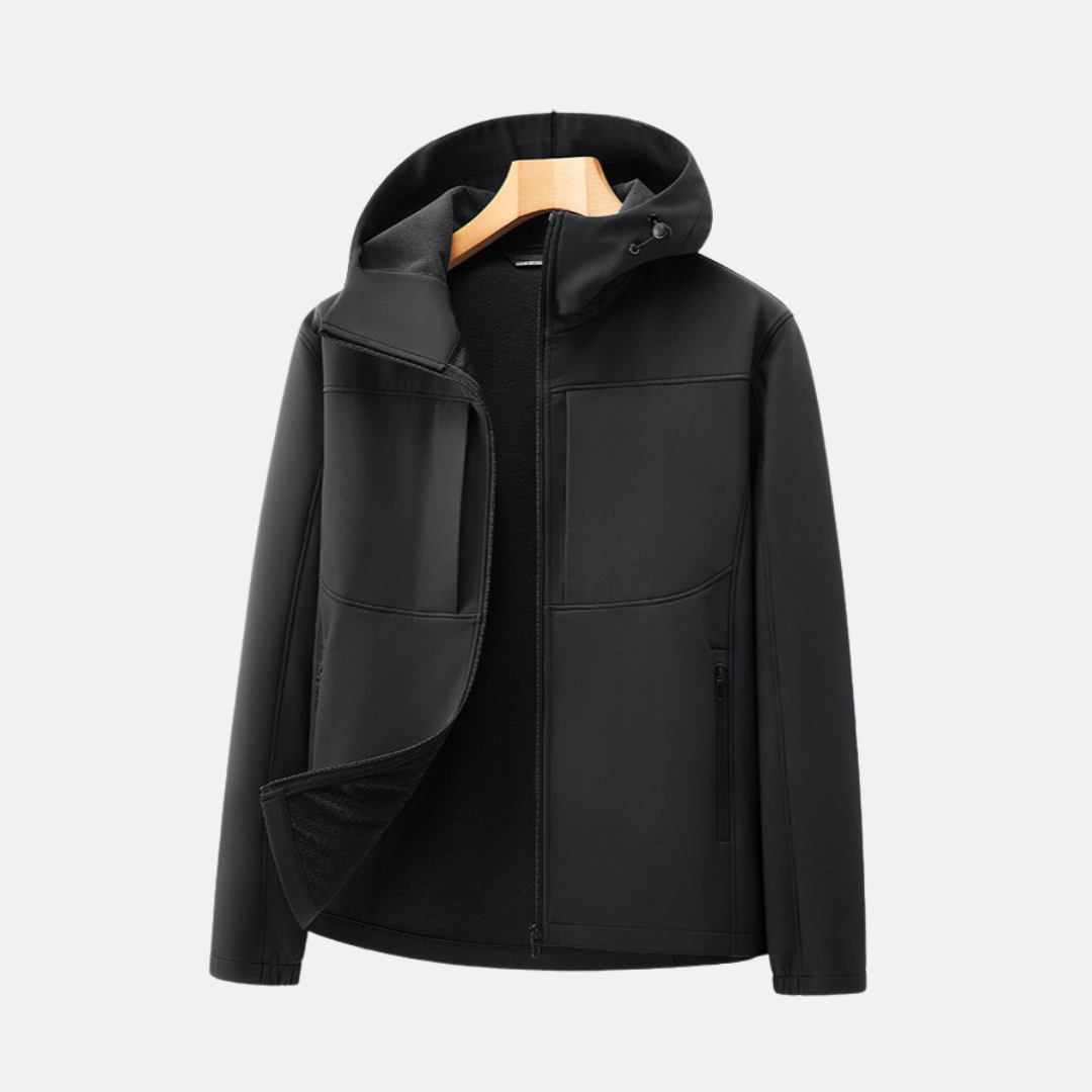 TrendAura Men’s Softshell Jacket With Fleece Lining Regular Fit Adjustable Hood And Zip Pockets