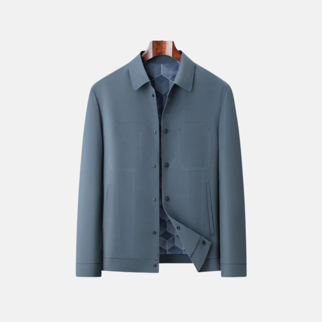 Men's Casual Jacket With Relaxed Fit Button Front Patterned Lining Hip Length Nordisk Flair By TrendAura