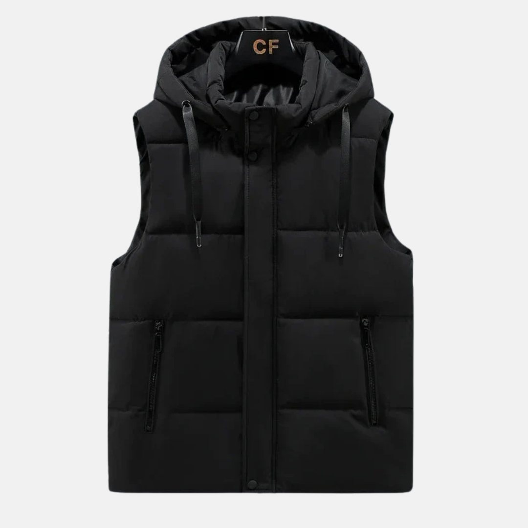 TrendAura Men's Puffer Vest With Quilted Insulation Water Resistant Hooded Adjustable Drawstrings Zip Pockets