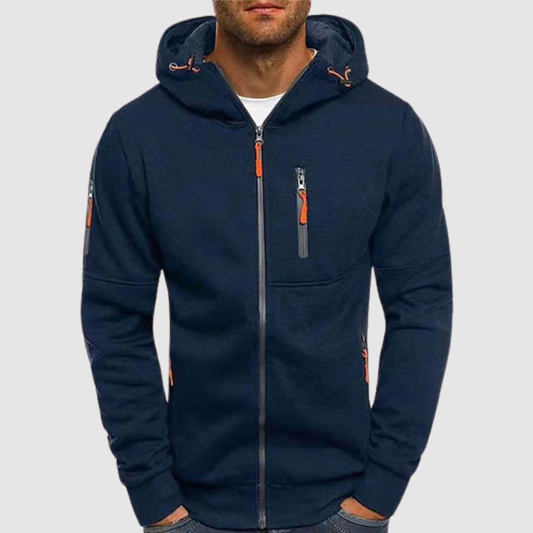 Julian Cotton Zip Hoodie For Men Soft Everyday Wear With Front Pockets And Durable Zippers