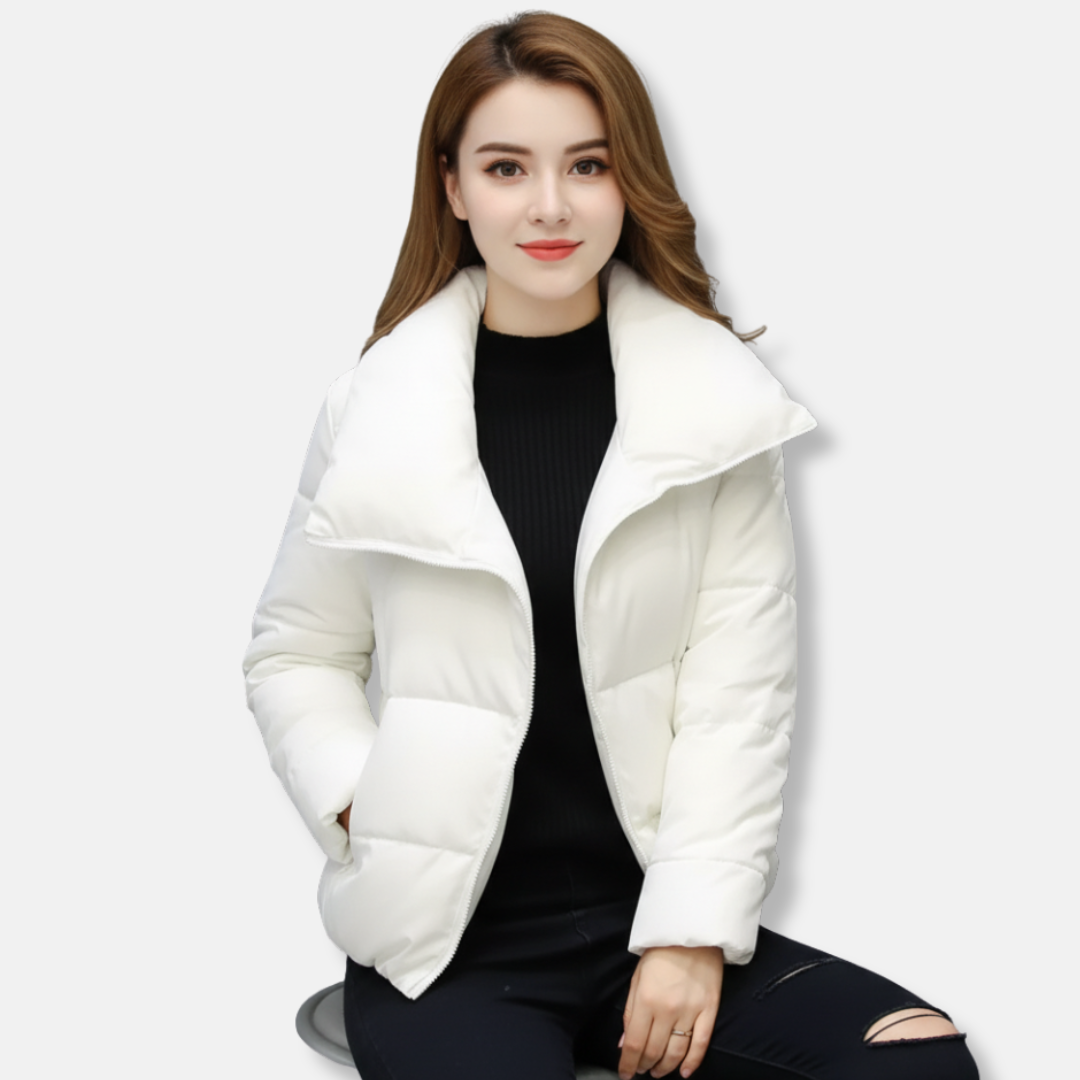 Women’s Quilted Coat – Regular Fit – Padded Warmth – Funnel Neck – Asym Zip Closure