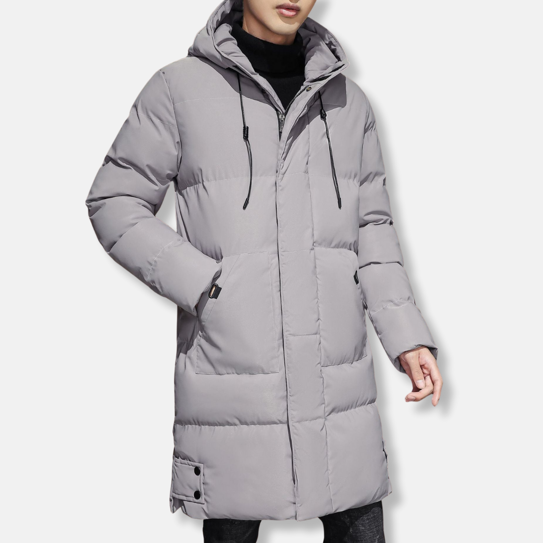 Men's Woven Padded Hooded Mid Thigh Coat For Winter Warmth And Everyday Style All Season