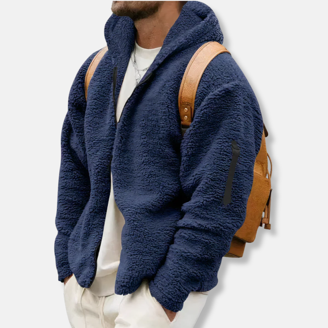 TrendAura Mens Sherpa Fleece Hoodie Full Zip Relaxed Fit Winter Warmth Casual Outerwear