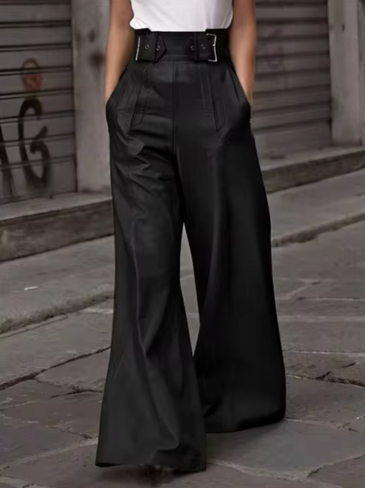 Lora Leather Pants For Women Soft Pleated High Waist With Pockets Stylish Streetwear