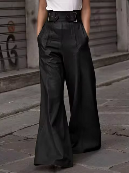 Lora Leather Pants For Women Soft Pleated High Waist With Pockets Stylish Streetwear