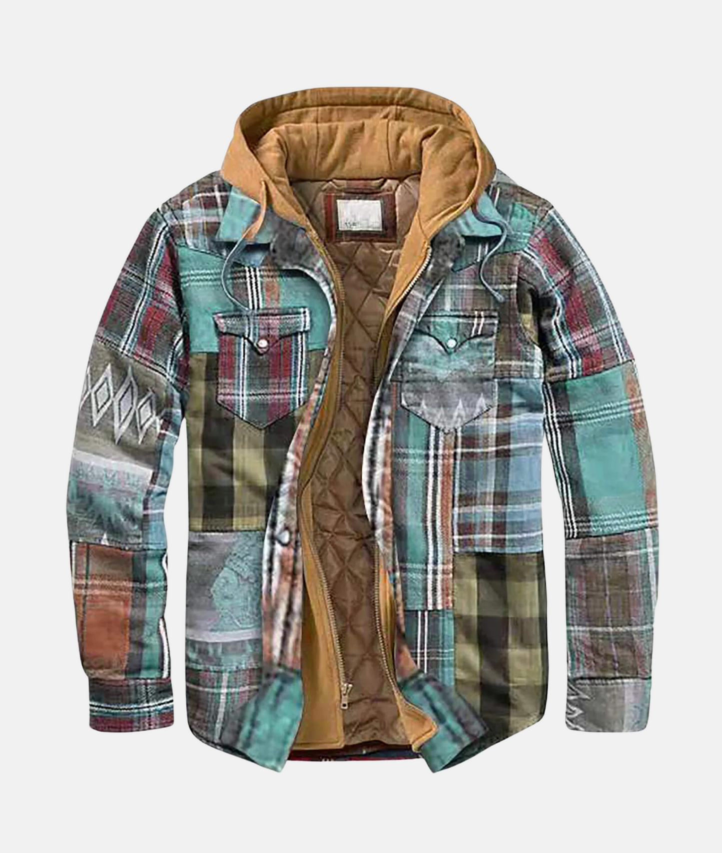 Eloura-Moda | Plaid flannel shirt with hood for men