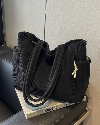 Aubrey Corduroy Tote Bag - Soft Ribbed Texture, Roomy Interior For Everyday Use