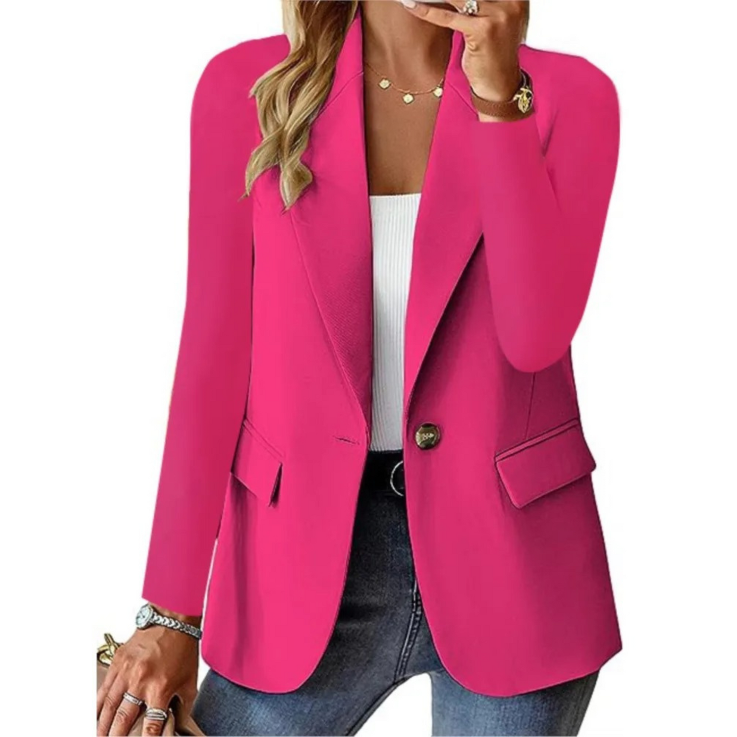 Blazer for Women - Slim Fit - Single-breasted - Button Closure - Notch-lapel