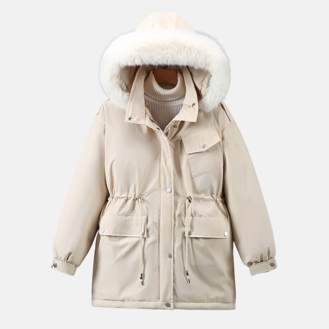 Women’s Parka Jacket – Relaxed Fit – Weather-Resistant – Faux Fur Hood – Mid-Length