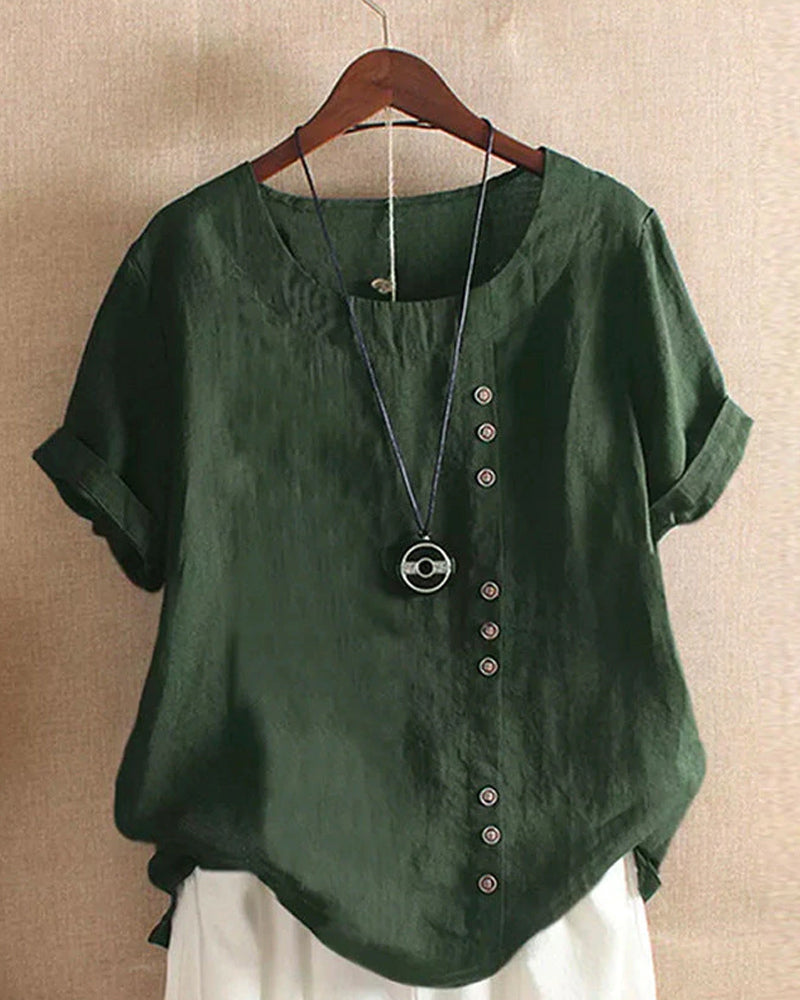 Short Sleeve Blouse With Round Collar For Women By Kelly Mullersmodehaus Versatile Chic Everyday Essential