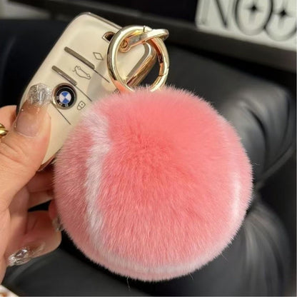 TrendAura Plush Tennis Ball Keychain - Ultra Soft Texture With Secure Gold Clasp And Vibrant Design