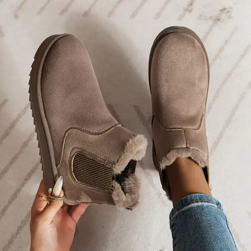 Women's Short Boots with Solid Color and Versatile Style